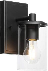 img 4 attached to 💡 XiNBEi Lighting 1-Light Glass Bathroom Vanity Wall Sconce, Modern Black Indoor Wall Lighting Fixture XB-W1240-1-MB