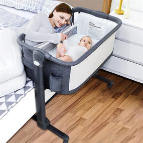 img 4 attached to 🐦 Convenient Grey LuckyDove Baby Bassinet: Portable Co-Sleeper with Adjustable Height, Soft Mattress, and Travel Bag