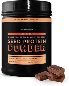 img 4 attached to 🌱 SB Organics Chocolate Pumpkin Seed & Milk Thistle Seed Vegan Protein Powder - 454g Canister, 13g Plant Based Protein Blend - Soy, Dairy, Sugar, Gluten Free
