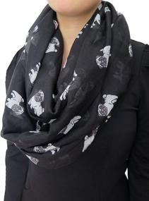 img 2 attached to 🐶 Lina & Lily Cute Pug Dog Print Women's Infinity Scarf: Perfect Lightweight Gift for Dog Lovers