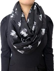 img 3 attached to 🐶 Lina & Lily Cute Pug Dog Print Women's Infinity Scarf: Perfect Lightweight Gift for Dog Lovers