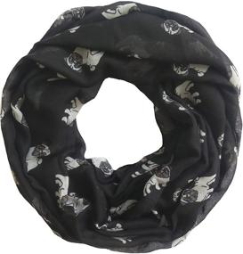 img 1 attached to 🐶 Lina & Lily Cute Pug Dog Print Women's Infinity Scarf: Perfect Lightweight Gift for Dog Lovers