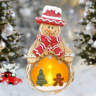 🎄 moeverliw christmas gingerbread man figurine decorations with led flame effect light: festive & rustic ornament for christmas tree and fireplace mantel shelf 15.2&#34; logo