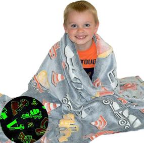 img 4 attached to 🚜 Glow in the Dark Construction Truck Blanket: Luminous Tractor Blanket for Kids - Soft Plush Digger Dump Truck Excavator Throw - Large 60inx50in Glowing Big Trucks Toddler Blankets Gift