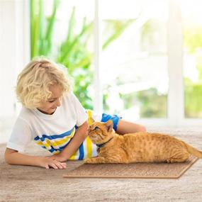 img 2 attached to Premium Cat Scratch Pad for Indoor Cats: Natural Sisal Self-Adhesive Mat, Horizontal Claws Grinding, Brown