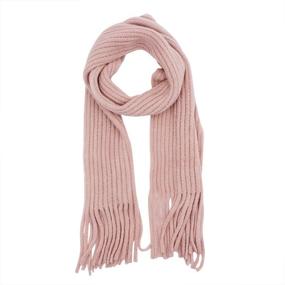 img 3 attached to Вязаный зимний шарф с бахромой для девочек. Аксессуары для модных шарфов.