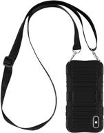 black e-tree crossbody lanyard case for iphone xs max (6.5 inch) with kickstand stand, shockproof dual layered (hard pc with soft tpu), anti-loss necklace strap for kids, elderly, outdoors, etc. logo