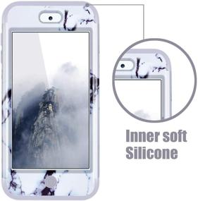 img 1 attached to Случай Dailylux Shockproof для iPod Touch 5 / 6 / 7-е Gen, гибридный чехол 3 в 1 для Apple iPod Touch 7, 6, 5 - Marble Grey.