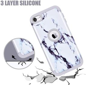 img 3 attached to Случай Dailylux Shockproof для iPod Touch 5 / 6 / 7-е Gen, гибридный чехол 3 в 1 для Apple iPod Touch 7, 6, 5 - Marble Grey.