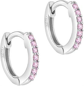 img 3 attached to Dazzling 925 Sterling Silver Cubic Zirconia Small Hoop Huggie Earrings for Little Girls & Young Teens - Ideal Girl Jewelry Gift, Best for Sensitive Ears