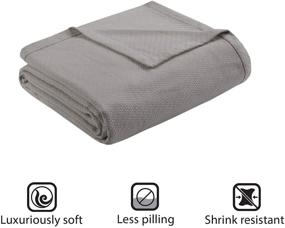 img 3 attached to 🛏️ Madison Park Liquid Cotton Luxury Blanket - Premium Soft & Cozy 100% Ring Spun Cotton for Bed, Couch, or Sofa - Full/Queen Size in Gray