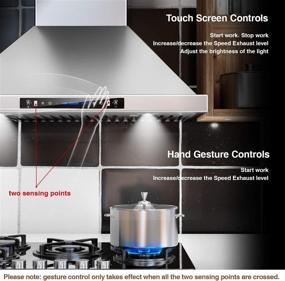 img 2 attached to IKTCH Wall Mount Range Hood - 30-inch, 900 CFM, Convertible Ducted/Ductless, Stainless 🔥 Steel Kitchen Chimney Vent with Gesture Sensing & Touch Control Switch Panel, Adjustable Lights (IKP02-30)