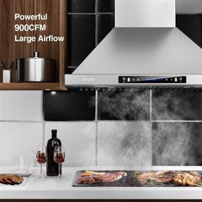 img 3 attached to IKTCH Wall Mount Range Hood - 30-inch, 900 CFM, Convertible Ducted/Ductless, Stainless 🔥 Steel Kitchen Chimney Vent with Gesture Sensing & Touch Control Switch Panel, Adjustable Lights (IKP02-30)