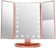 infitrans 3 folds led vanity makeup mirror with 3x magnification, touch screen bright table mirror, 180° rotation, portable travel cosmetic mirror логотип