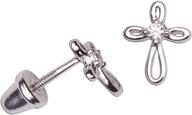 👧 stunning girl's 14k gold-plated/sterling silver infinity cross earring with cz and screw back logo