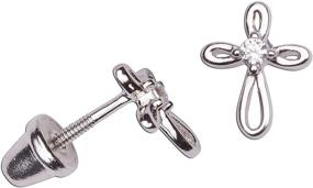 img 3 attached to 👧 Stunning Girl's 14K Gold-Plated/Sterling Silver Infinity Cross Earring with CZ and Screw Back