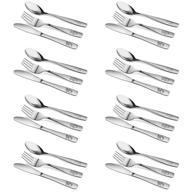 🍴 complete stainless steel kids cutlery set - safe flatware for children and toddlers - 24 piece silverware includes knives, forks, spoons - perfect for home and preschools logo