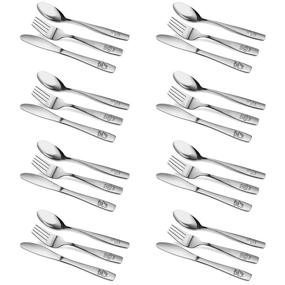 img 4 attached to 🍴 Complete Stainless Steel Kids Cutlery Set - Safe Flatware for Children and Toddlers - 24 Piece Silverware Includes Knives, Forks, Spoons - Perfect for Home and Preschools