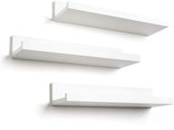📦 set of 3 white composite wood floating shelves - 14 inch americanflat wall mounted storage shelves for bedroom, living room, bathroom, kitchen, office and more logo