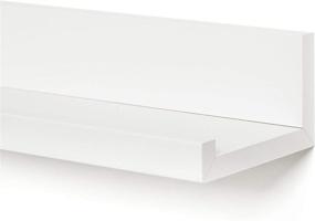 img 2 attached to 📦 Set of 3 White Composite Wood Floating Shelves - 14 Inch Americanflat Wall Mounted Storage Shelves for Bedroom, Living Room, Bathroom, Kitchen, Office and More