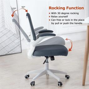 img 1 attached to 🪑 ErgoDesign Ergonomic Mesh Office Chair - High Back Swivel Computer Task Chair with Flip-up Armrest, White and Grey Mesh