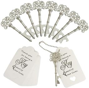 img 4 attached to Vintage Skeleton Key Bottle Opener Set - WODEGIFT 60pcs Wedding Favors with Escort Tag Cards and Key Chains