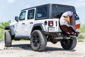 img 1 attached to US Flag American Eagle Leather Waterproof Wheel Tire Cover Fit For Jeep