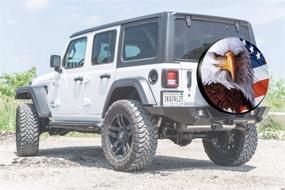 img 2 attached to US Flag American Eagle Leather Waterproof Wheel Tire Cover Fit For Jeep