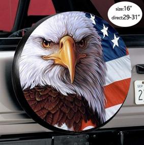 img 3 attached to US Flag American Eagle Leather Waterproof Wheel Tire Cover Fit For Jeep