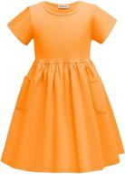 👗 chic and functional: trikalor dresses with sleeve pleats and pockets for girls' clothing logo