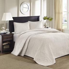 img 2 attached to Madison Park Quebec King Size Quilt Bedding Set - Ivory Damask: Luxurious 3 Piece Bed Quilt Coverlets for a Cozy & Elegant Bedroom - Soft Microfiber Material