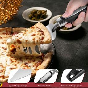 img 1 attached to WarmSun Pizza Cutter Wheel Pizza Server Set, Ultra-Sharp Pizza Slicer with Non-Slip Rubber Grip &amp; Protective Cover, Premium Stainless Steel Pizza Cutter