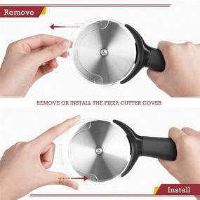 img 3 attached to WarmSun Pizza Cutter Wheel Pizza Server Set, Ultra-Sharp Pizza Slicer with Non-Slip Rubber Grip &amp; Protective Cover, Premium Stainless Steel Pizza Cutter