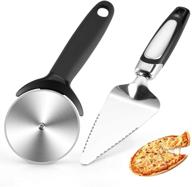 warmsun pizza cutter wheel pizza server set, ultra-sharp pizza slicer with non-slip rubber grip &amp; protective cover, premium stainless steel pizza cutter logo