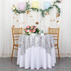 img 3 attached to 🎉 Silver Sequin Tablecloth - 36X36 Inch - Perfect for Parties - 190626J