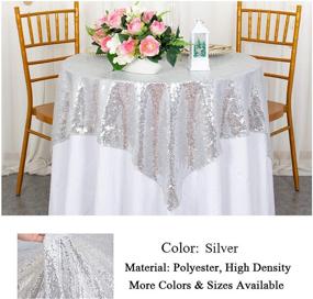 img 1 attached to 🎉 Silver Sequin Tablecloth - 36X36 Inch - Perfect for Parties - 190626J