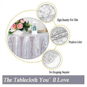 img 2 attached to 🎉 Silver Sequin Tablecloth - 36X36 Inch - Perfect for Parties - 190626J