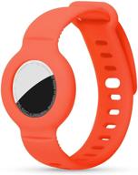 vati protective case compatible with airtag silicone band bracelet gps kids anti-lost airtags dog collars tracker wristband strap (electric orange) logo