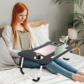 img 3 attached to Golemas Foldable Laptop Bed Tray Table with 4 USB Ports - Multi-Function Desk Stand for Eating, Drinking, Reading, Working - Ideal for Bed, Sofa, Couch, Floor - Black