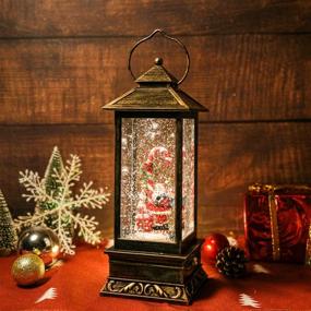 img 2 attached to 🎅 Christmas Musical Snow Globe Lantern: Spinning Glittering, 6-Hour Timer, USB & Battery Operated - Santa Claus and Candy Cane - Best Christmas Decorations and Gifts