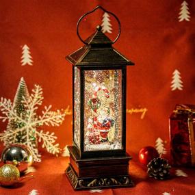 img 3 attached to 🎅 Christmas Musical Snow Globe Lantern: Spinning Glittering, 6-Hour Timer, USB & Battery Operated - Santa Claus and Candy Cane - Best Christmas Decorations and Gifts