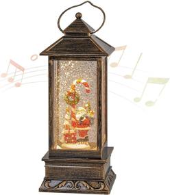 img 4 attached to 🎅 Christmas Musical Snow Globe Lantern: Spinning Glittering, 6-Hour Timer, USB & Battery Operated - Santa Claus and Candy Cane - Best Christmas Decorations and Gifts