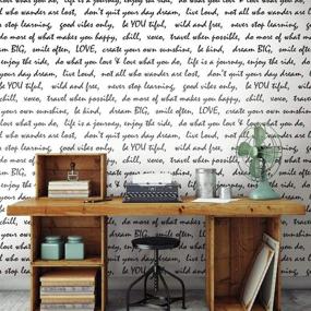 img 4 attached to 🖤 Transform Your Space with RoomMates RMK9005WP Black Dream Big Script Peel and Stick Wallpaper