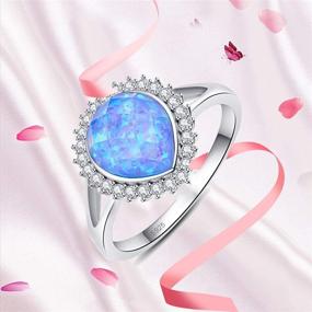 img 1 attached to 💍 Элегантные кольца BONLAVIE с опалами: кольцо с искусственным опалом в форме груши из серебра 925 пробы с фианитами, для женщин, размеры с 6 по 9.