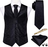 🎩 elevate your style with barry wang waistcoat handkerchief cufflink set - perfect groomsmen men's accessories and ties, cummerbunds & pocket squares логотип