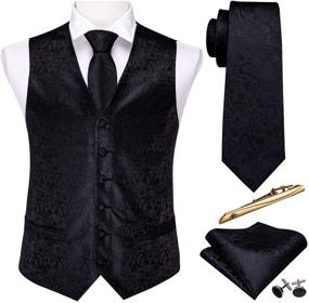 img 4 attached to 🎩 Elevate Your Style with Barry Wang Waistcoat Handkerchief Cufflink Set - Perfect Groomsmen Men's Accessories and Ties, Cummerbunds & Pocket Squares