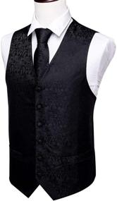 img 2 attached to 🎩 Elevate Your Style with Barry Wang Waistcoat Handkerchief Cufflink Set - Perfect Groomsmen Men's Accessories and Ties, Cummerbunds & Pocket Squares