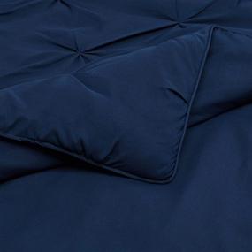 img 1 attached to 🛏️ Navy Blue Full/Queen Amazon Basics Pinch Pleat Down-Alternative Comforter Bedding Set