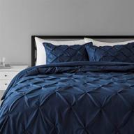 🛏️ navy blue full/queen amazon basics pinch pleat down-alternative comforter bedding set logo