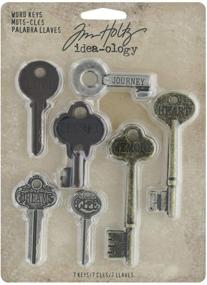 img 1 attached to 🗝️ Металлические словесные ключи Tim Holtz Idea-ology - набор из 7 штук, различных размеров, античные отделки, TH92680